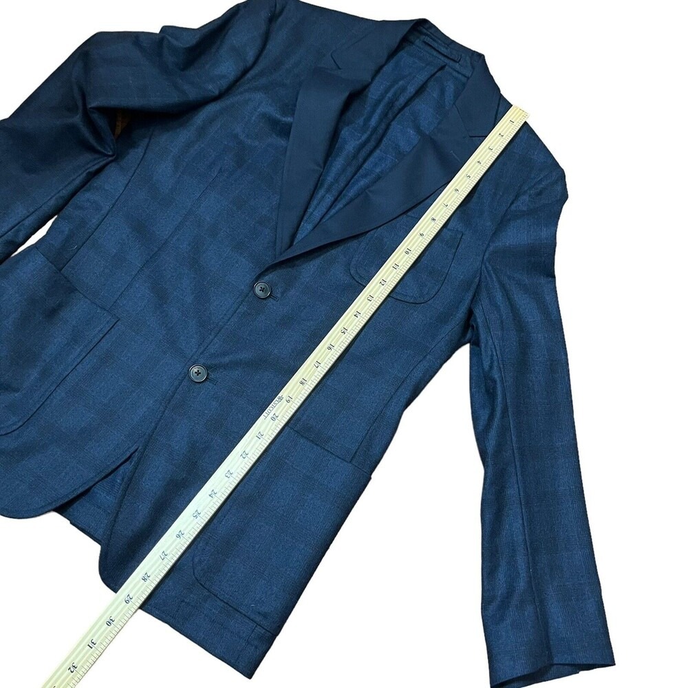 Salvatore Ferragamo Plaid Sport Coat Men's 40R EU50R Blue 2 Button Wool Blend - Picture 12 of 13